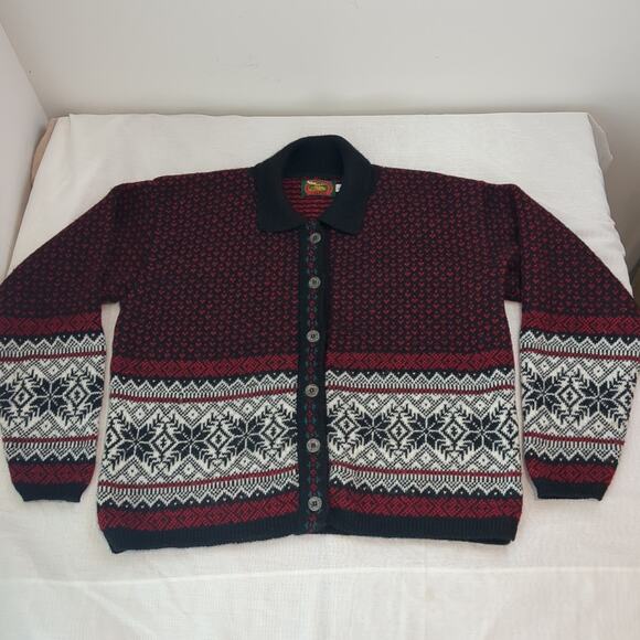 ALPS Nordic Wool Metal button Cardigan Sweater Women's L Vintage USA made - Picture 5 of 12